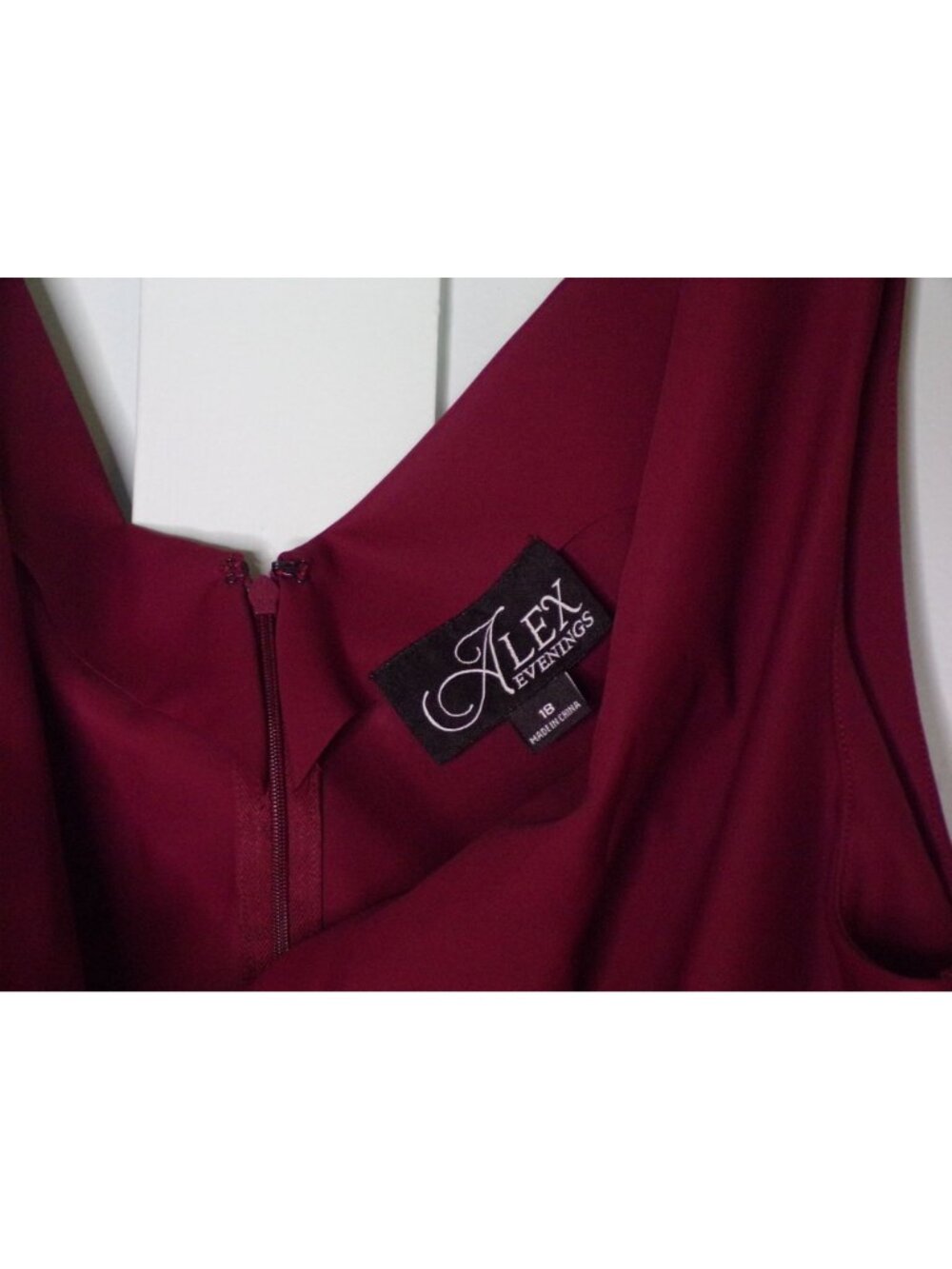 🆕ALEX EVENINGS Side Ruched Compression Cocktail Dress Wine Burgundy 18 - Picture 10 of 10